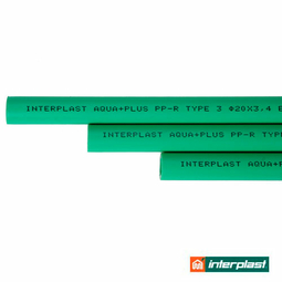 Труба поліпропіленова 40х5,5 мм PN20 Interplast Aqua Plus PPR 125 GF SDR 7,4 армована скловолокном (780100040)