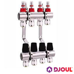 Колектор для теплої підлоги Djoul | 4 контура  | 1" x 3/4" Euro (DJ2016204A-e)