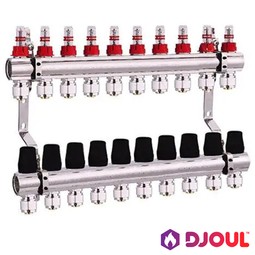 Колектор для теплої підлоги Djoul | 10 контурів  | 1" x 3/4" Euro (DJ2016210A-e)