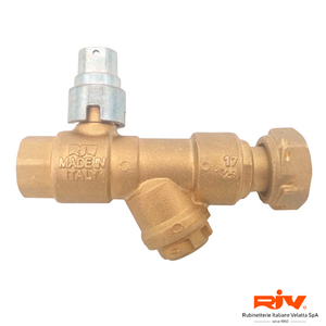 Кран кульовий для лічильника з фільтром RIV 5114 Aqualink DN15 1/2" PN16 з накидною гайкою 3/4" (025114000187)