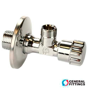 Кран сантехнічний хромований General Fittings 1/2"-1/2" з декоративним кільцем (140074C040400A)