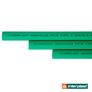 Труба поліпропіленова 90х12,3 мм PN20 Interplast Aqua Plus PPR 125 GF SDR 7,4 армована скловолокном (780100090)
